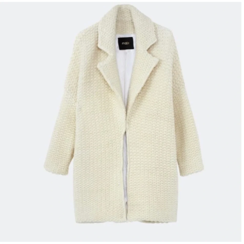 ❌SOLD❌Maje Magnum Ecru Knit Wool Cardigan Coat Cream Knitted Cozy Casual - Picture 7 of 9